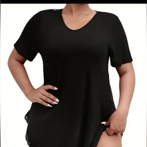 NWOT Plus size Plus Size Sexy Nightdress - Sheer Swiss Dot Contrast